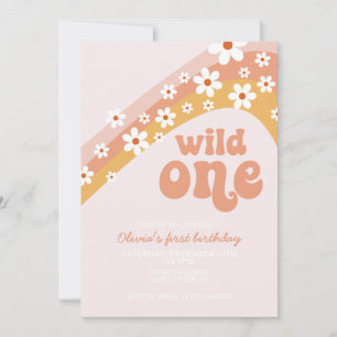 Invitation Retro marguerite Wild One bohème floral premier an