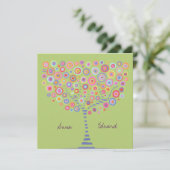 Invitation rétro mariage Lime Green Circle Tree (Debout devant)