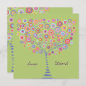 Invitation rétro mariage Lime Green Circle Tree (Devant / Derrière)