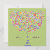 Invitation rétro mariage Lime Green Circle Tree (Devant)