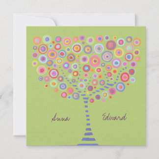 Invitation rétro mariage Lime Green Circle Tree