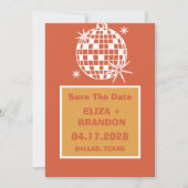 Invitation Retro Mariage Photo Disco Ball 70's Save the Date (Devant)