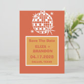 Invitation Retro Mariage Photo Disco Ball 70's Save the Date (Debout devant)