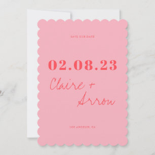 Invitation Retro mariage rose Enregistrer la date