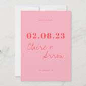 Invitation Retro mariage rose Enregistrer la date (Devant)