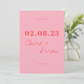 Invitation Retro mariage rose Enregistrer la date (Debout devant)