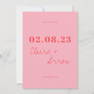 Invitation Retro mariage rose Enregistrer la date