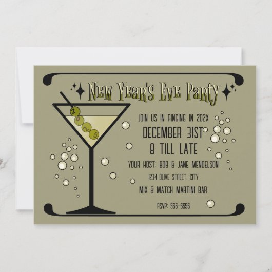 Invitation Retro Martini 2025 Nouvel An (Devant)