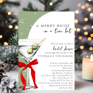 Invitation Retro Martini au nœud rouge pour Noël et enterreme