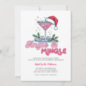 Invitation Retro Martini rose Jingle & Mingle Christmas Party (Devant)