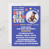 Invitation Retro Meilleur Grad Jamais Photo Blue Graduation P (Devant)