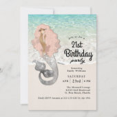 Invitation Retro Mermaid Beach Thème 21ème anniversaire (Devant)