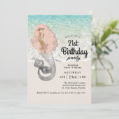Invitation Retro Mermaid Beach Thème 21ème anniversaire (Debout devant)