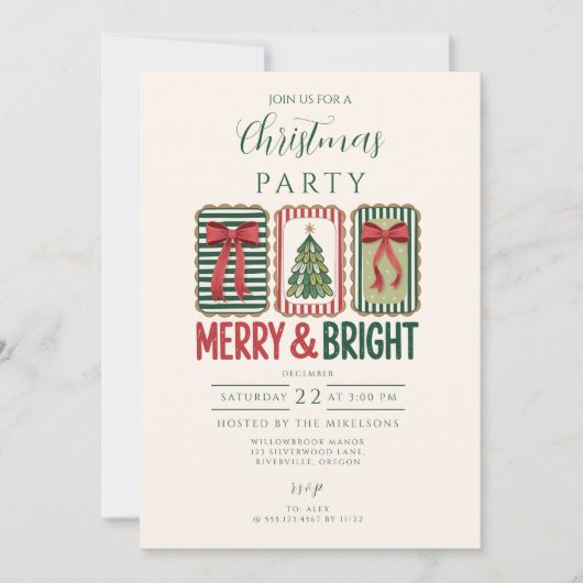 Invitation Retro Merry & Bright Christmas (Devant)