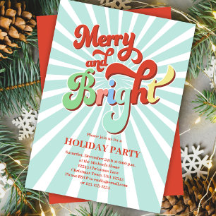 Invitation Retro Merry et Bright Christmas Party