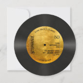 Invitation Retro Metallic Gold Record Musique 50e anniversair (Devant)