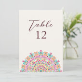 Invitation Retro Mexican Terrain Mandala Wedding Table Number (Debout devant)