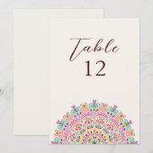 Invitation Retro Mexican Terrain Mandala Wedding Table Number (Devant / Derrière)