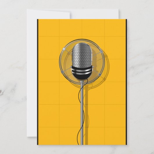 Invitation Retro Microphone on Bold Yellow (Devant)