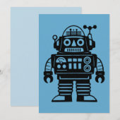 Invitation Retro Mid Century Inspired Robot (Devant / Derrière)