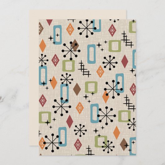 Invitation Retro Mid-Century moderne Atomique Abstrait Motif (Devant / Derrière)