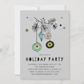 Invitation Retro Mid Century Ornements Gris Fête de Fêtes (Devant)