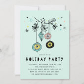 Invitation Retro Mid-Century Ornements Mint Fête de Vacances (Devant)