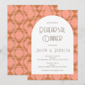 Invitation Retro Mid moderne Géométrique Pink Dîner de répéti (Devant / Derrière)