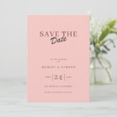 Invitation Retro Minimal Blush Pink Save The Date Wedding (Debout devant)