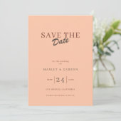 Invitation Retro Minimal Coral Peach Save The Date Wedding (Debout devant)
