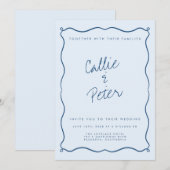 Invitation Rétro minimaliste manuscrit Mariage monochrome (Devant / Derrière)