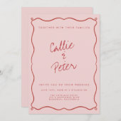 Invitation Rétro minimaliste manuscrit Mariage monochrome (Devant / Derrière)