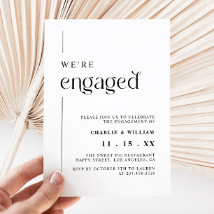 Invitation Rétro Minimaliste Nous sommes fiancés Fête de fian