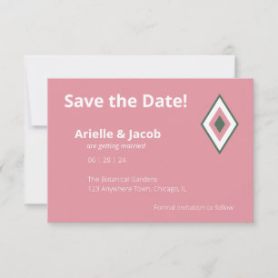 Invitation Rétro minimaliste rose et chasseur vert Enregistre