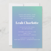 Invitation Retro Mint Bleu Vert Gradient Bat mitzvah mou (Devant)