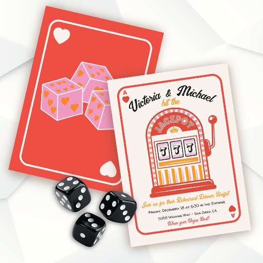 Invitation Retro Mod Hit Jackpot Slot Machine Party