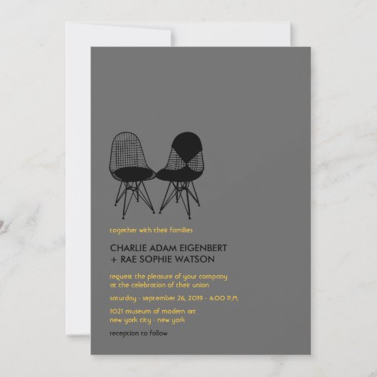 Invitation Rétro Mod Perfect Chair Pair Eames Mariage moderne (Devant)