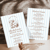 Invitation Retro Modern Blue & Brown Bachelorette Weekend
