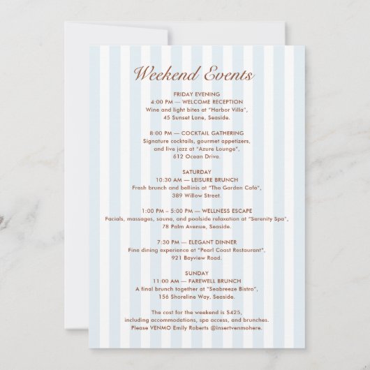 Invitation Retro Modern Blue & Brown Bachelorette Weekend (Dos)