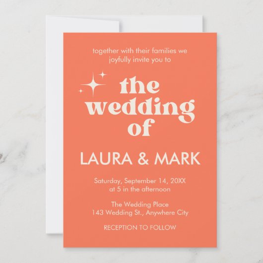 Invitation Retro Modern Bold & Chic Mariage (Devant)