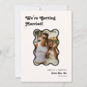 Invitation Retro Modern Chic Black Checker Enregistrer la dat (Devant)