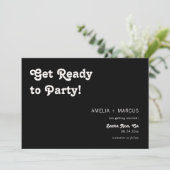 Invitation Retro Modern Chic Black Checker Enregistrer la dat (Debout devant)