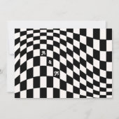 Invitation Retro Modern Chic Black Checker Enregistrer la dat (Dos)