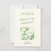 Invitation Retro Modern Green Bridesmaid Proposal Card (Devant)