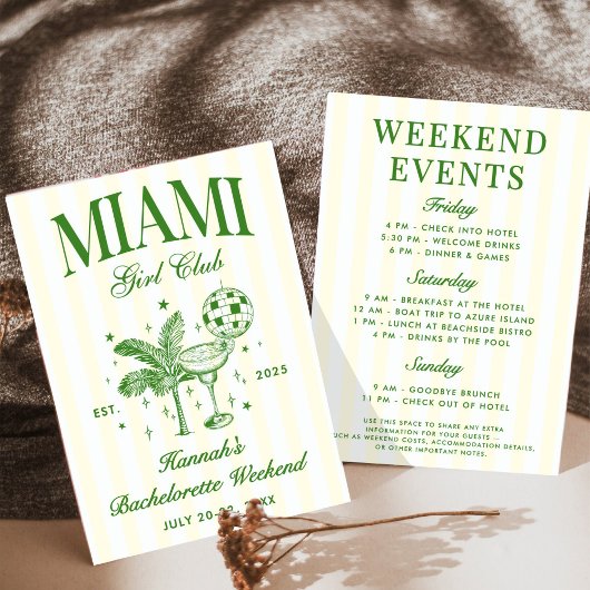Invitation Retro Modern Green & Yellow Miami Bach Party