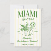 Invitation Retro Modern Green & Yellow Miami Bach Party (Devant)
