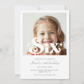 Invitation Retro Modern Minimalist 6th Birthday Photo (Devant)
