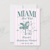 Invitation Retro Modern Pink & Green Miami Bachelorette Party (Devant)