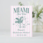 Invitation Retro Modern Pink & Green Miami Bachelorette Party (Debout devant)
