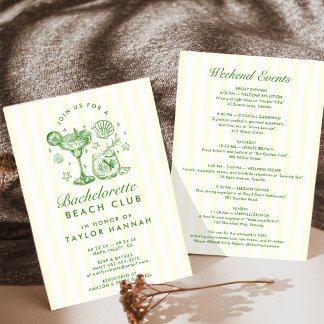 Invitation Retro Modern Yellow & Green Bachelorette Weekend